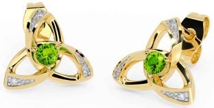 Diamante Peridoto Oro Plata céltico Trinidad Nudo Semental Pendientes