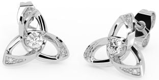 Diamant Argent celtique Trinité Noeud Goujon Des boucles d'oreilles