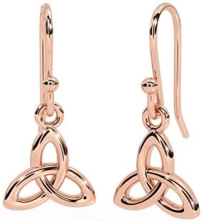 Rose Gold Silver Celtic Trinity Knot Dangle Earrings