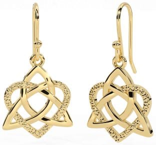 Gold Silver Celtic Trinity Knot Heart Dangle Earrings