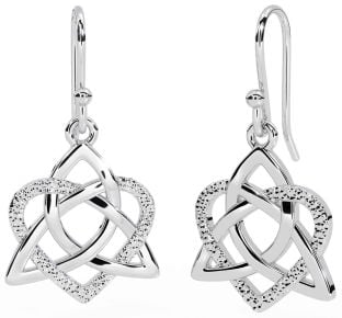 Argent celtique Trinité Noeud Cœur Pendre Des boucles d'oreilles