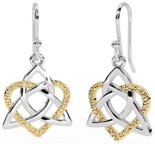 Aur Galben Alb Celtic Trinity Knot Dangle Inimă Cercei