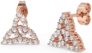 Diamond Rose Gold Silver Celtic Trinity Knot Dangle Earrings