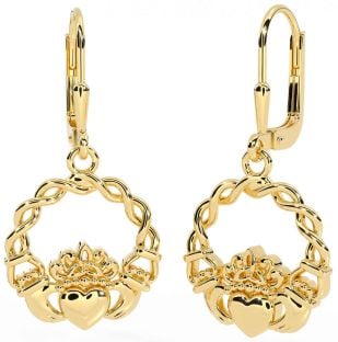 Gold Silver Celtic Claddagh Dangle Earrings