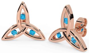 Topaz Rose Gold Silver Celtic Trinity Knot Stud Earrings