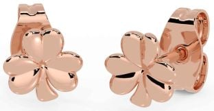 Rose Gold Silver Shamrock Stud Earrings