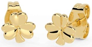 Gold Shamrock Stud Earrings