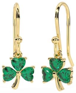 Smarald Aur Argint Cercei Shamrock Dangle