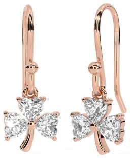 Diamond Rose Gold Shamrock Dangle Earrings