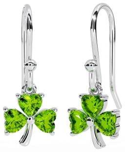 Peridot Silver Shamrock Dangle Earrings