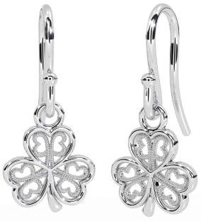 Silver Shamrock Dangle Cercei