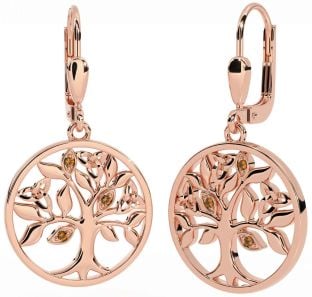 Citrin Rose Gold Arborele vieții celtic argintiu Cercei Trinity Knot Dangle