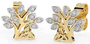 Celtic Diamond Gold Arborele Vieții Trinity Knot Cercei Stud