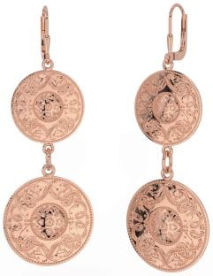 Rose Gold Silver Celtic Warrior Dangle Earrings