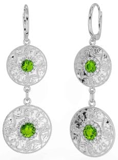 Diamant Peridot Silber keltisch Krieger Baumeln Ohrringe