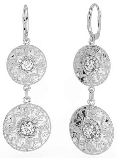 Diamond White Gold Celtic Warrior Dangle Earrings