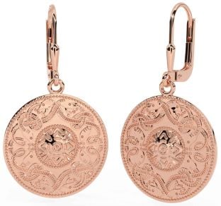 Rose Gold Silver Celtic Warrior Dangle Earrings