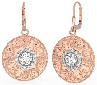 Diamante Rosa Ouro Prata céltico Guerreiro Pendurar Brincos