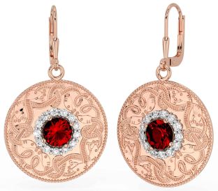 Diamant Grenat Rose Or Argent celtique Guerrier Pendre Des boucles d'oreilles