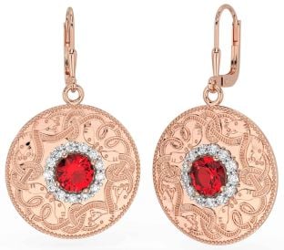 Diamante Rubi Rosa Ouro Prata céltico Guerreiro Pendurar Brincos