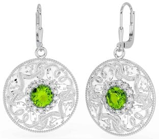 Diamant Peridot Silber keltisch Krieger Baumeln Ohrringe