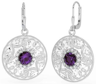 Diamante Alexandrite Branco Ouro céltico Guerreiro Pendurar Brincos