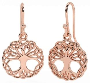 Rose Gold Silver Celtic Tree of Life Dangle Earrings