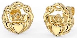 Gold Silver Celtic Claddagh Stud Earrings