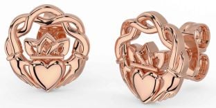 Rose Gold Celtic Claddagh Stud Earrings