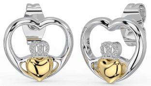 Or Argent Claddagh Cœur Pendre Des boucles d'oreilles