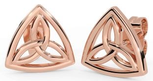 Rose Gold Silver Celtic Trinity Knot Stud Earrings