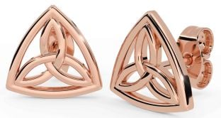 Rose Gold Silver Celtic Trinity Knot Stud Earrings
