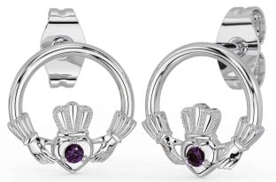 Alexandrite Prata Claddagh Viga Brincos