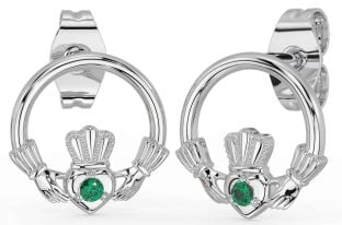 Smaragd Silver Claddagh Hingst Örhängen