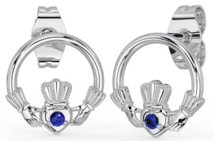 Saphir Silber Claddagh Zucht Ohrringe