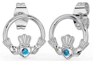 Topaze Argent Claddagh Goujon Des boucles d'oreilles