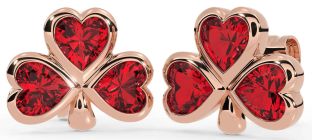 Ruby Rose Gold Silver Shamrock Stud Earrings