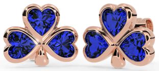 Sapphire Rose Gold Shamrock Stud Earrings