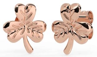 Rose Gold Silver Shamrock Stud Earrings