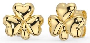 Gold Shamrock Stud Earrings