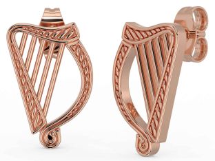Rose Gold Silver Celtic Irish harp Dangle Earrings