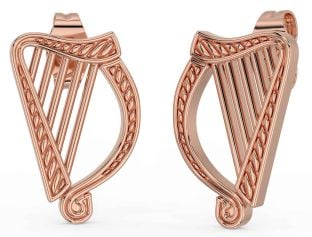 Rose Gold Celtic Irish harp Dangle Earrings