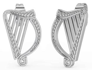 Silver Celtic Irish harp Dangle Earrings