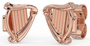 Rose Gold Silver Celtic Irish harp Stud Earrings