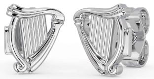 Silver Celtic Irish harp Stud Earrings