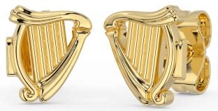 Or celtique irlandais harpe Goujon Des boucles d'oreilles