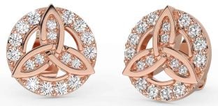 Diamant Rose Gold Silber keltisch Dreieinigkeit Knoten Zucht Ohrringe