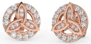 Diamond Rose Gold Celtic Trinity Knot Stud Earrings