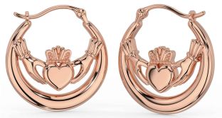 Rose Gold Silver Claddagh Dangle Earrings