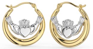 Gold Silver Claddagh Dangle Earrings